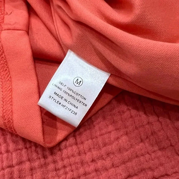 HYFVE Coral Pink Gauze Tiered Mini Dress M - Picture 4 of 4